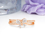 Luminescent Butterfly‑Wing Pear Cut Open‑Shank Moissanite Wedding Ring - Additional view
