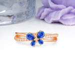 Luminescent Butterfly‑Wing Pear Cut Open‑Shank Sapphire Wedding Ring - Additional view