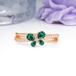 Luminescent Butterfly‑Wing Pear Cut Open‑Shank Emerald Wedding Ring - Additional view