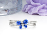Luminescent Butterfly‑Wing Pear Cut Open‑Shank Sapphire Wedding Ring - Additional view