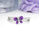 Luminescent Butterfly‑Wing Pear Cut Open‑Shank Amethyst Wedding Ring - Additional view