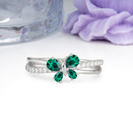 Luminescent Butterfly‑Wing Pear Cut Open‑Shank Emerald Wedding Ring - Additional view