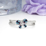 Luminescent Butterfly‑Wing Pear Cut Open‑Shank Alexandrite Wedding Ring - Additional view