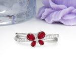 Luminescent Butterfly‑Wing Pear Cut Open‑Shank Ruby Wedding Ring - Additional view