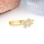 Luminescent Butterfly‑Wing Pear Cut Open‑Shank Moissanite Wedding Ring - Additional view