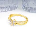 Luminescent Butterfly‑Wing Pear Cut Open‑Shank Moissanite Wedding Ring - Additional view