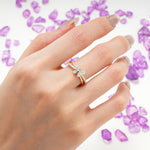 Luminescent Butterfly‑Wing Pear Cut Open‑Shank Moissanite Wedding Ring - Additional view
