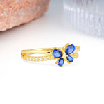 Luminescent Butterfly‑Wing Pear Cut Open‑Shank Sapphire Wedding Ring - Additional view