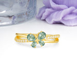 Luminescent Butterfly‑Wing Pear Cut Open‑Shank Moss Agate Wedding Ring - Additional view