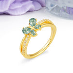 Luminescent Butterfly‑Wing Pear Cut Open‑Shank Moss Agate Wedding Ring - Additional view