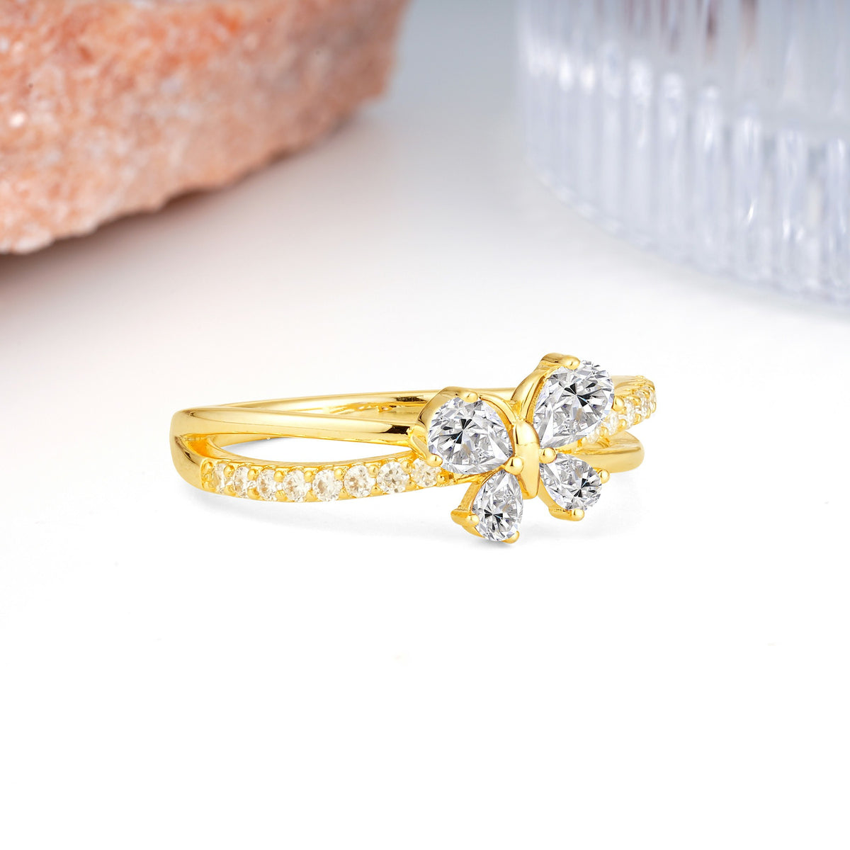 Luminescent Butterfly‑Wing Pear Cut Open‑Shank Lab Diamond Wedding Ring - Additional view