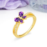 Luminescent Butterfly‑Wing Pear Cut Open‑Shank Amethyst Wedding Ring - Additional view