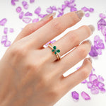 Luminescent Butterfly‑Wing Pear Cut Open‑Shank Emerald Wedding Ring - Additional view