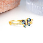 Luminescent Butterfly‑Wing Pear Cut Open‑Shank Alexandrite Wedding Ring - Additional view
