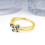 Luminescent Butterfly‑Wing Pear Cut Open‑Shank Alexandrite Wedding Ring - Additional view