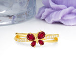 Luminescent Butterfly‑Wing Pear Cut Open‑Shank Ruby Wedding Ring - Additional view