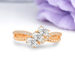 Luxurious Intertwined 4-Prong Oval Cut Moissanite Three-Stone Wedding Ring - Additional view