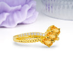 Luxurious Intertwined 4-Prong Oval Cut Citrine Three-Stone Wedding Ring - Additional view