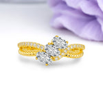 Luxurious Intertwined 4-Prong Oval Cut Lab Diamond Three-Stone Wedding Ring - Additional view