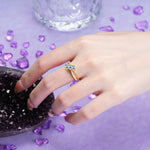 Luxurious And Unique 4 Prong Oval Cut Aquamarine Three Stone Wedding Ring - Additional view