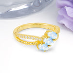 Luxurious Intertwined 4-Prong Oval Cut Moonstone Three-Stone Wedding Ring - Additional view