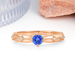 Simply Luxurious 4-Prong Round Cut Sapphire Wedding Ring - Additional view