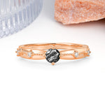 Simply Luxurious 4-Prong Round Cut Black Rutilated Quartz Wedding Ring - Additional view