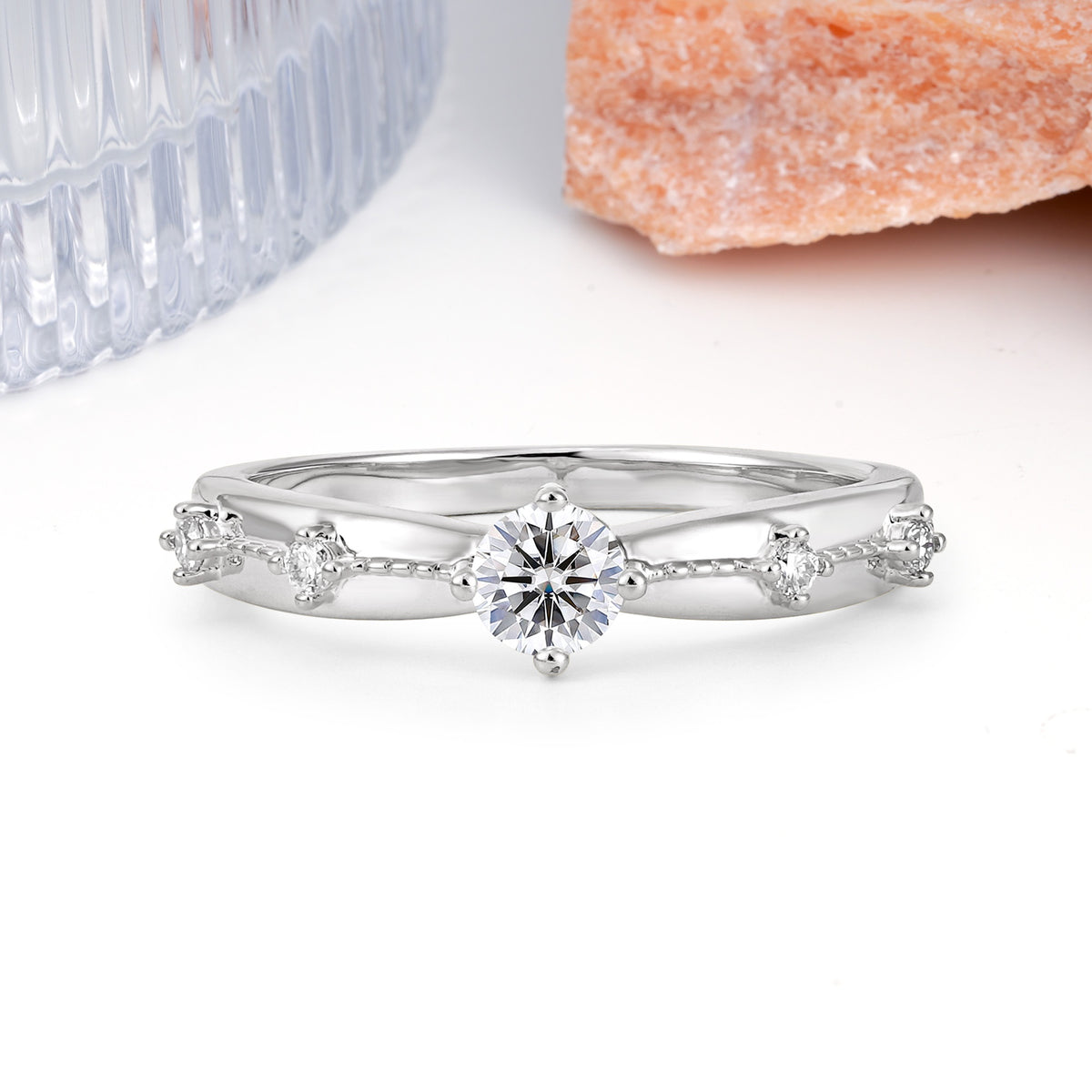 Simply Luxurious 4-Prong Round Cut Lab Diamond Wedding Ring - Additional view