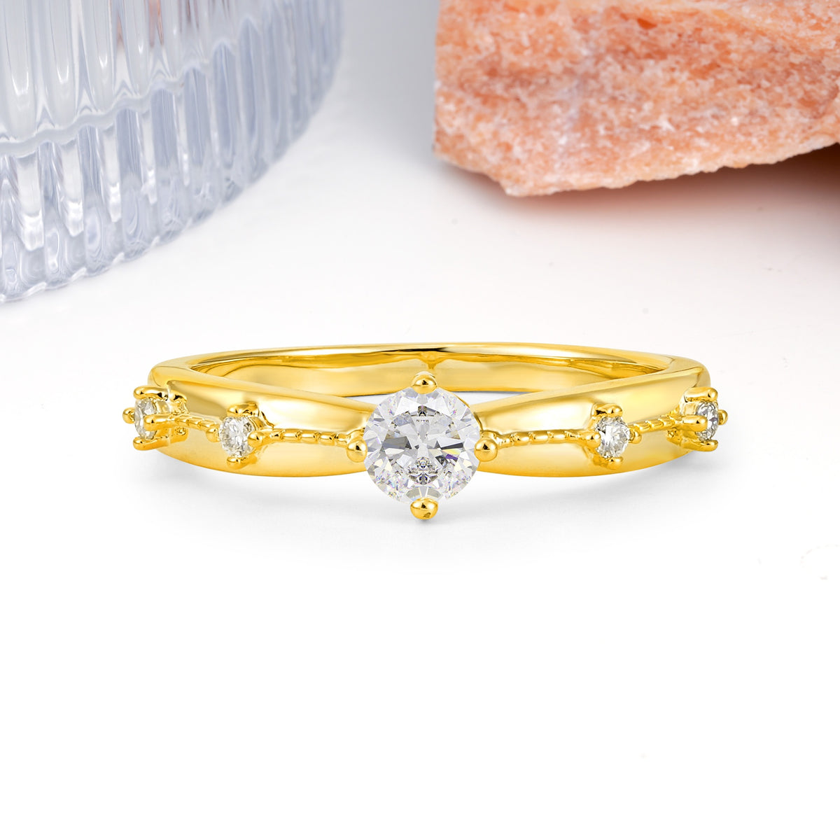 Simply Luxurious 4-Prong Round Cut Moissanite Wedding Ring - Additional view