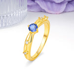 Simply Luxurious 4-Prong Round Cut Sapphire Wedding Ring - Additional view