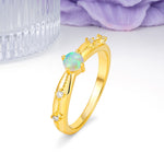 Simply Luxurious 4-Prong Round Cut Fire Opal Wedding Ring - Additional view