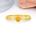 Simply Luxurious 4-Prong Round Cut Citrine Wedding Ring - Additional view