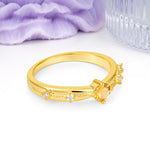Simply Luxurious 4-Prong Round Cut Citrine Wedding Ring - Additional view