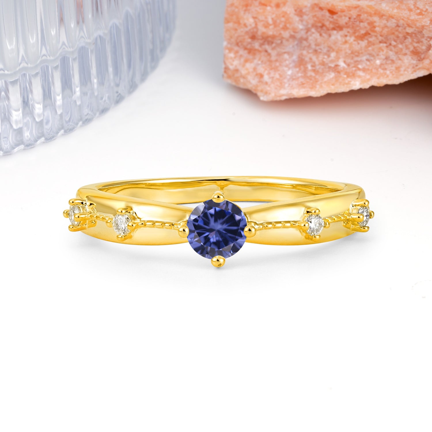 Simply Luxurious 4-Prong Round Cut Tanzanite Wedding Ring - Additional view