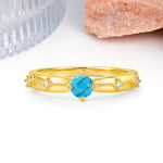 Simply Luxurious 4-Prong Round Cut Turquoise Wedding Ring - Additional view