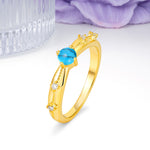 Simply Luxurious 4-Prong Round Cut Turquoise Wedding Ring - Additional view