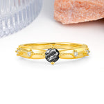 Simply Luxurious 4-Prong Round Cut Black Rutilated Quartz Wedding Ring - Additional view