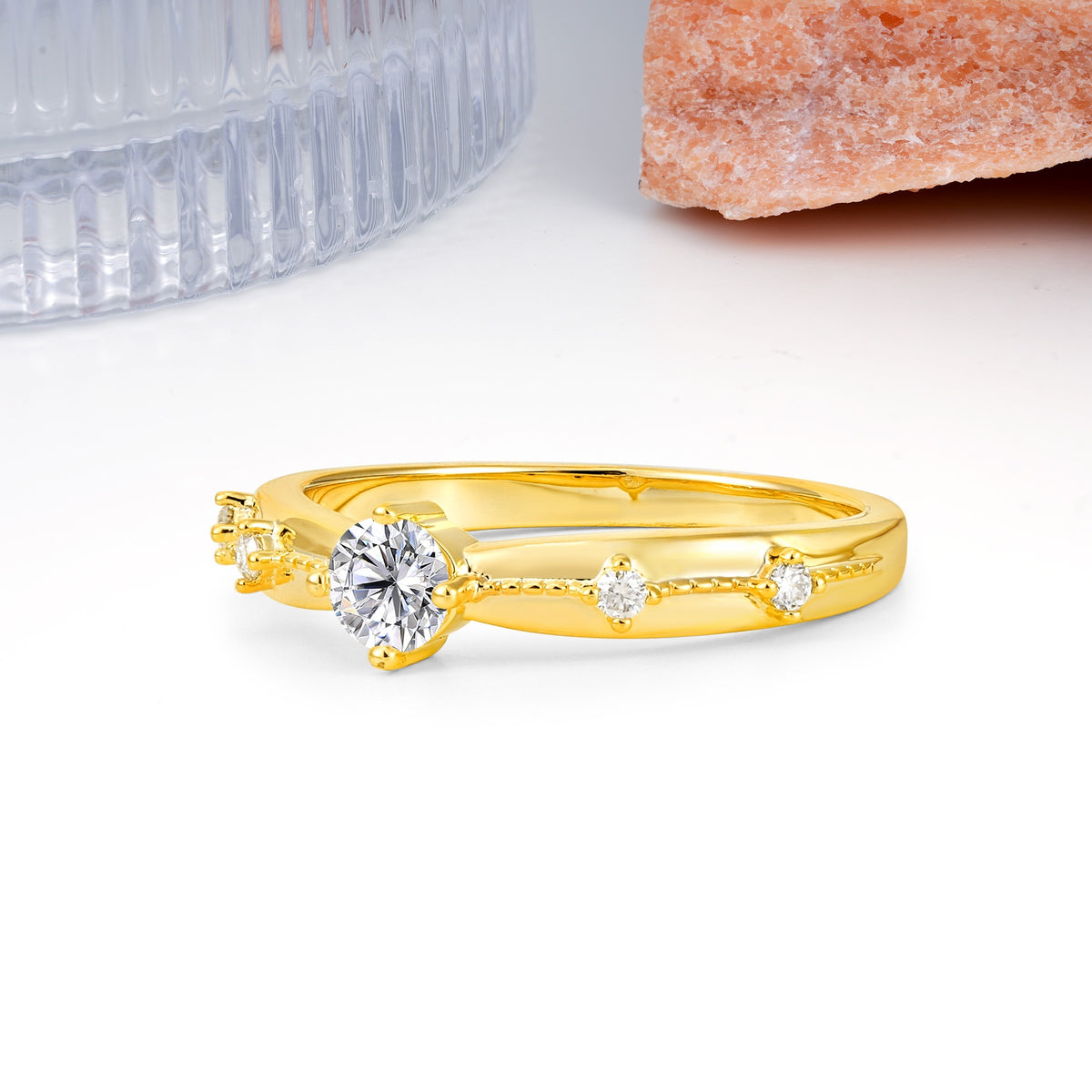 Simply Luxurious 4-Prong Round Cut Lab Diamond Wedding Ring - Additional view