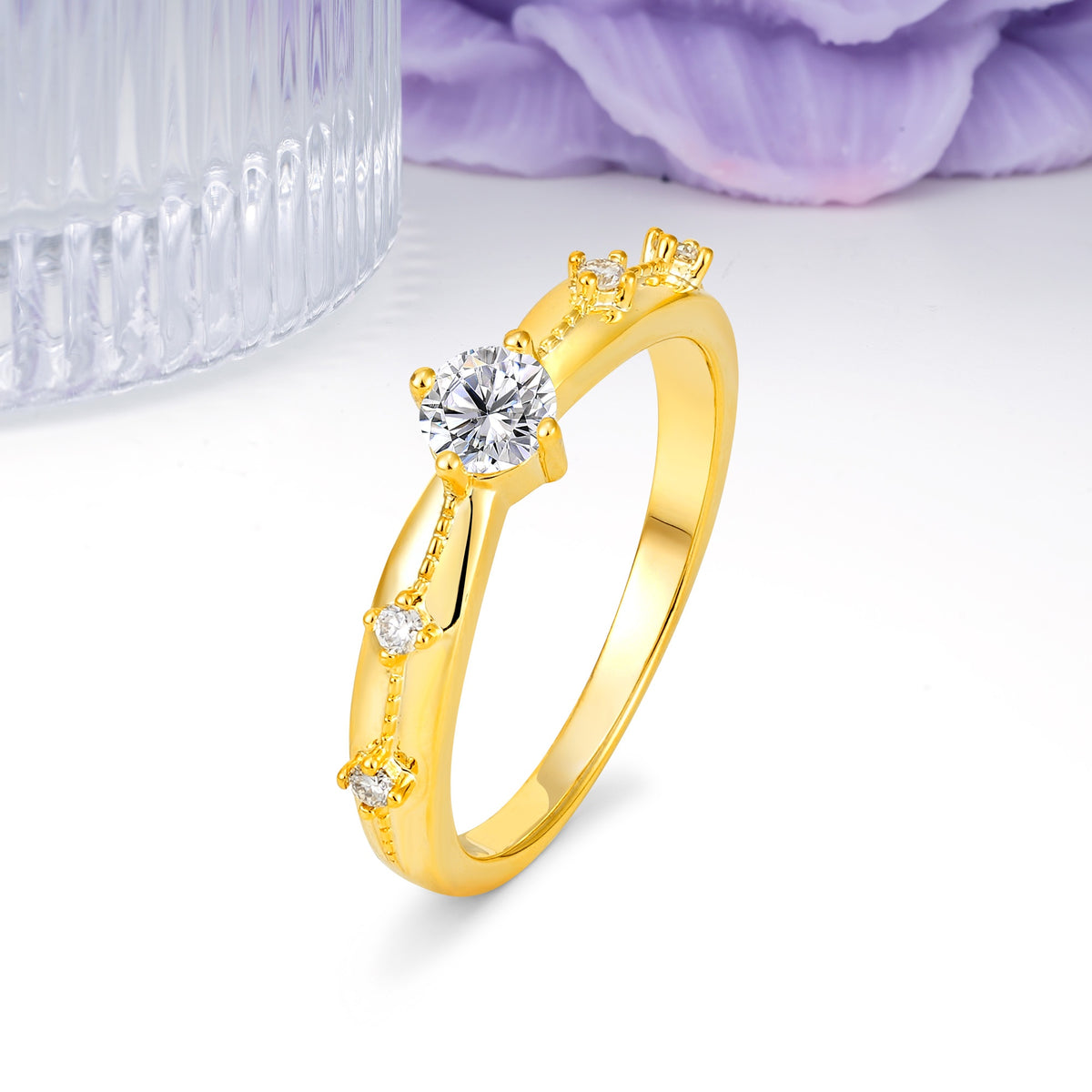 Simply Luxurious 4-Prong Round Cut Lab Diamond Wedding Ring - Additional view