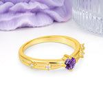 Simply Luxurious 4-Prong Round Cut Amethyst Wedding Ring - Additional view