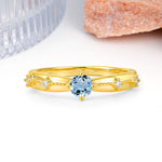 Simply Luxurious 4-Prong Round Cut Aquamarine Wedding Ring - Additional view