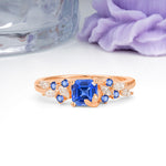 Whimsical Princess Cut Sapphire Nature‑Inspired Leaf Engagement Ring - Additional view