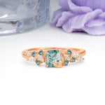 Whimsical Princess Cut Moss Agate Nature‑Inspired Leaf Engagement Ring - Additional view
