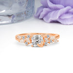Whimsical Princess Cut Lab Diamond Nature‑Inspired Leaf Engagement Ring - Additional view