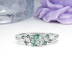 Whimsical Princess Cut Moss Agate Nature‑Inspired Leaf Engagement Ring - Additional view