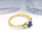 Whimsical Princess Cut Sapphire Nature‑Inspired Leaf Engagement Ring - Additional view