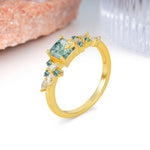 Whimsical Princess Cut Moss Agate Nature‑Inspired Leaf Engagement Ring - Additional view