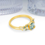 Whimsical Princess Cut Moss Agate Nature‑Inspired Leaf Engagement Ring - Additional view