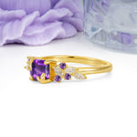 Whimsical Princess Cut Amethyst Nature‑Inspired Leaf Engagement Ring - Additional view