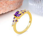Whimsical Princess Cut Amethyst Nature‑Inspired Leaf Engagement Ring - Additional view